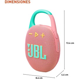 JBL Clip 5 - Speaker - for portable use - wireless - Bluetooth - App-controlled - 7 Watt - Pink