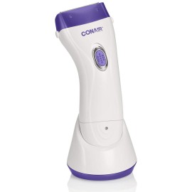 Conair Satiny Smooth Ladies Dual Foil Rechargeable Wet/Dry Shaver with Pop-up Trimmer, Purple/White