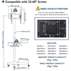 Rolling TV Stand, Mobile TV Stand