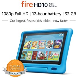 Fire HD 10 Kids Edition Tablet – 10.1” 1080p full HD display, 32 GB, Blue Kid-Proof Case