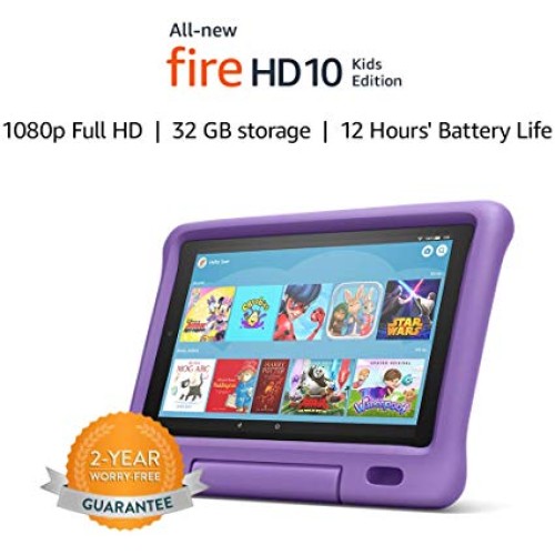 Amazon Fire HD 10 Kids Edition Tablet - 10.1" 1080p full HD display, 32 GB, Purple Kid-Proof