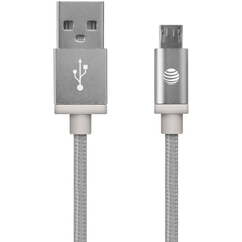 Charge & Sync Braided USB to Micro USB Cable, 5ft (Silver)