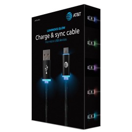 AT&T Charge & Sync Illuminated USB to Micro USB Cable, 3ft (Black)