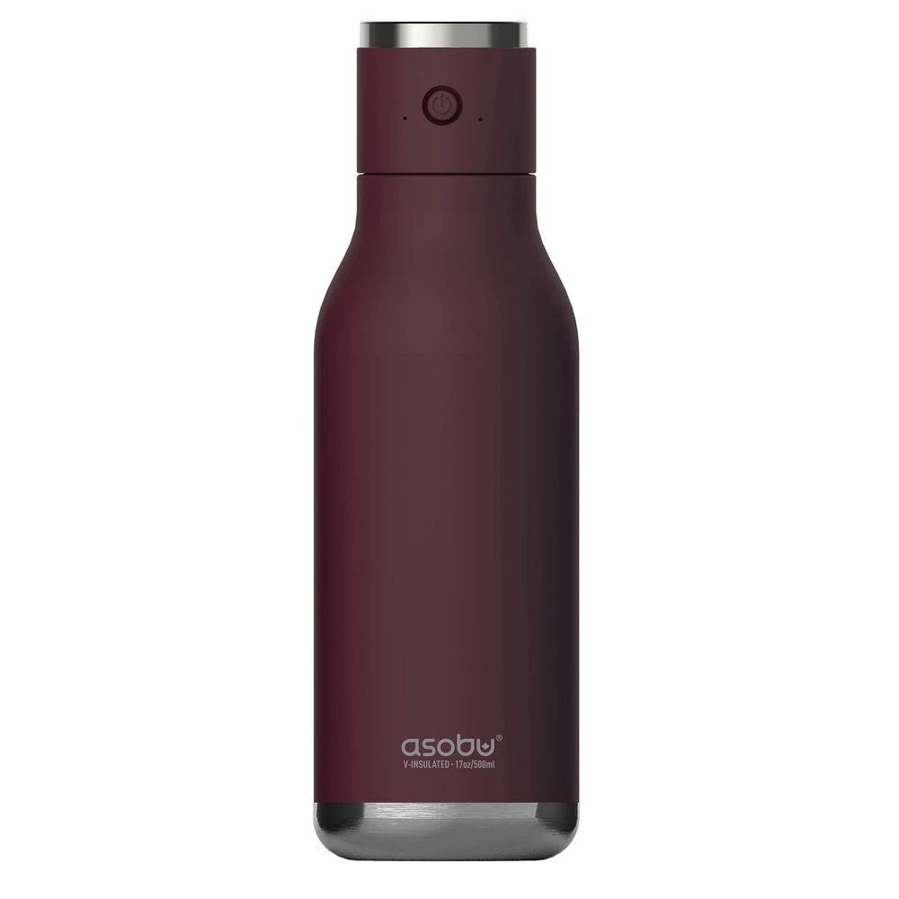 Asobu Wireless Bottle 17 oz Insulated Stainless Steel Bottle with Bluetooth Speaker Cap (Burgundy)