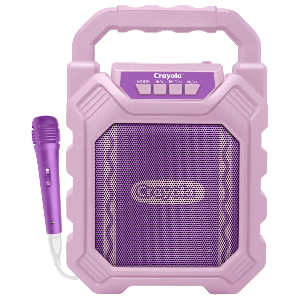 Crayola CBX210PM Portable Bluetooth Karaoke Speaker with FM Radio and Microphone (Purple)