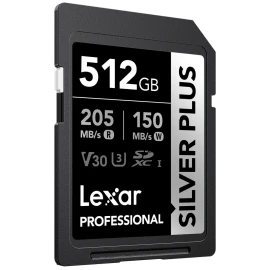 Lexar Professional SILVER PLUS 512GB SDXC UHS-I U3 V30 Memory Card