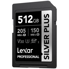 Lexar Professional SILVER PLUS 512GB SDXC UHS-I U3 V30 Memory Card