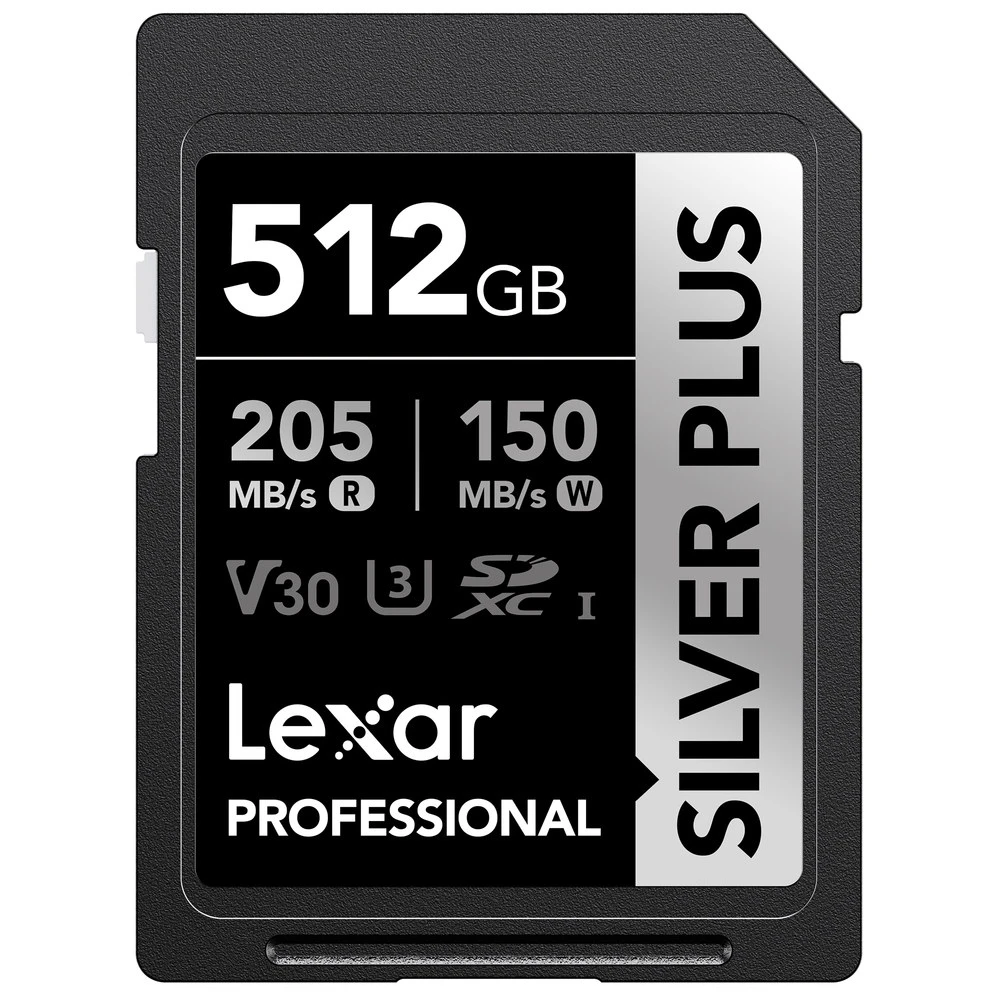 Lexar Professional SILVER PLUS 512GB SDXC UHS-I U3 V30 Memory Card