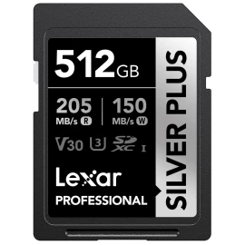 Lexar Professional SILVER PLUS 512GB SDXC UHS-I U3 V30 Memory Card