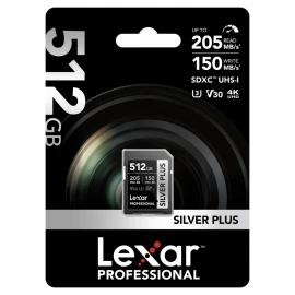 Lexar Professional SILVER PLUS 512GB SDXC UHS-I U3 V30 Memory Card