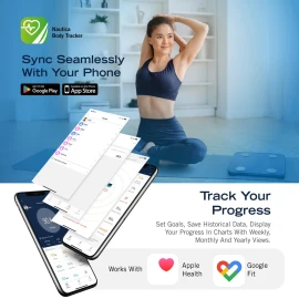Nautica Smart Body Tracker Plus Bluetooth Scale, Navy Blue
