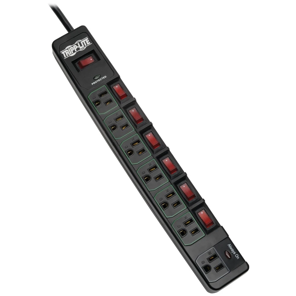 Tripp Lite by Eaton TLP76MSGB ECO-Surge 7-Outlet Surge Protector, 6 ft Cord, 1080J