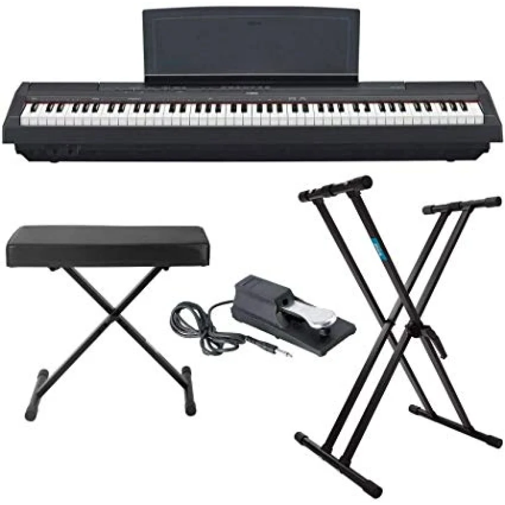Yamaha P125 88 Weighted Key Digital Piano Bundle with Knox Double X Stand, Knox