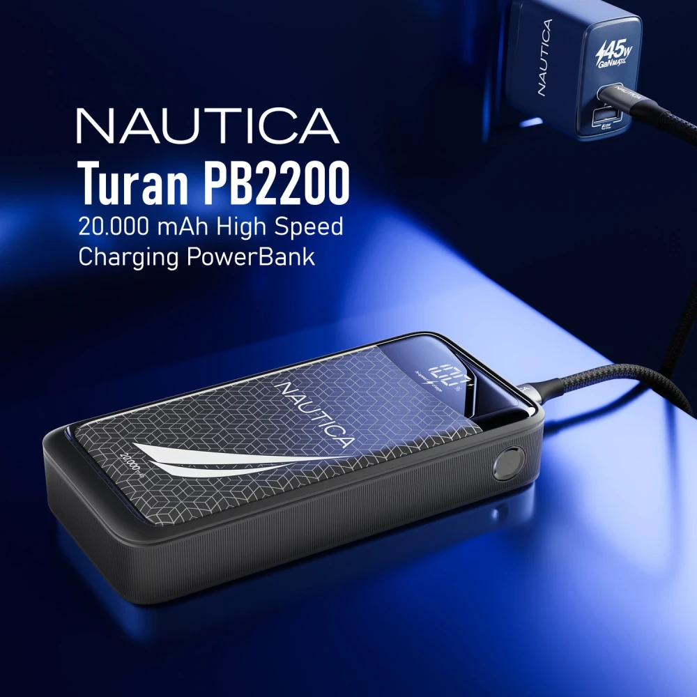 Nautica TURAN PB Dual-USB Hi-Speed Portable Power Pack with Digital Power Display, UCCPB1103 (20kmAh)