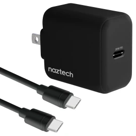 Naztech 20-Watt Power Delivery USB-C Wall Charger and USB-C to USB-C 4-Foot Cable