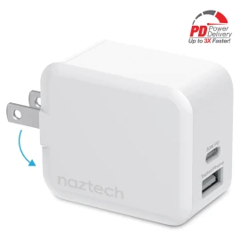 Naztech 30-Watt Power Delivery Dual-Output USB-C Fast Wall Charger