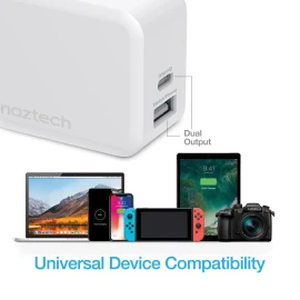 Naztech 30-Watt Power Delivery Dual-Output USB-C Fast Wall Charger
