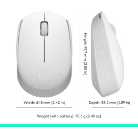 Logitech M170 Wireless Mouse, Ambidextrous, Off-white - Mouse - right and left-handed - optical - 3 buttons - wireless - 2.4 GHz - USB wireless receiver - off-white