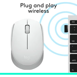 Logitech M170 Wireless Mouse, Ambidextrous, Off-white - Mouse - right and left-handed - optical - 3 buttons - wireless - 2.4 GHz - USB wireless receiver - off-white