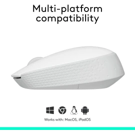 Logitech M170 Wireless Mouse, Ambidextrous, Off-white - Mouse - right and left-handed - optical - 3 buttons - wireless - 2.4 GHz - USB wireless receiver - off-white