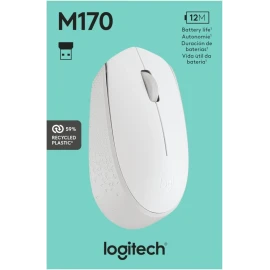 Logitech M170 Wireless Mouse, Ambidextrous, Off-white - Mouse - right and left-handed - optical - 3 buttons - wireless - 2.4 GHz - USB wireless receiver - off-white