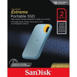 SanDisk 2TB Extreme Portable SSD - Up to 1050MB/s, USB-C, USB 3.2 Gen 2, IP65 Water and dust