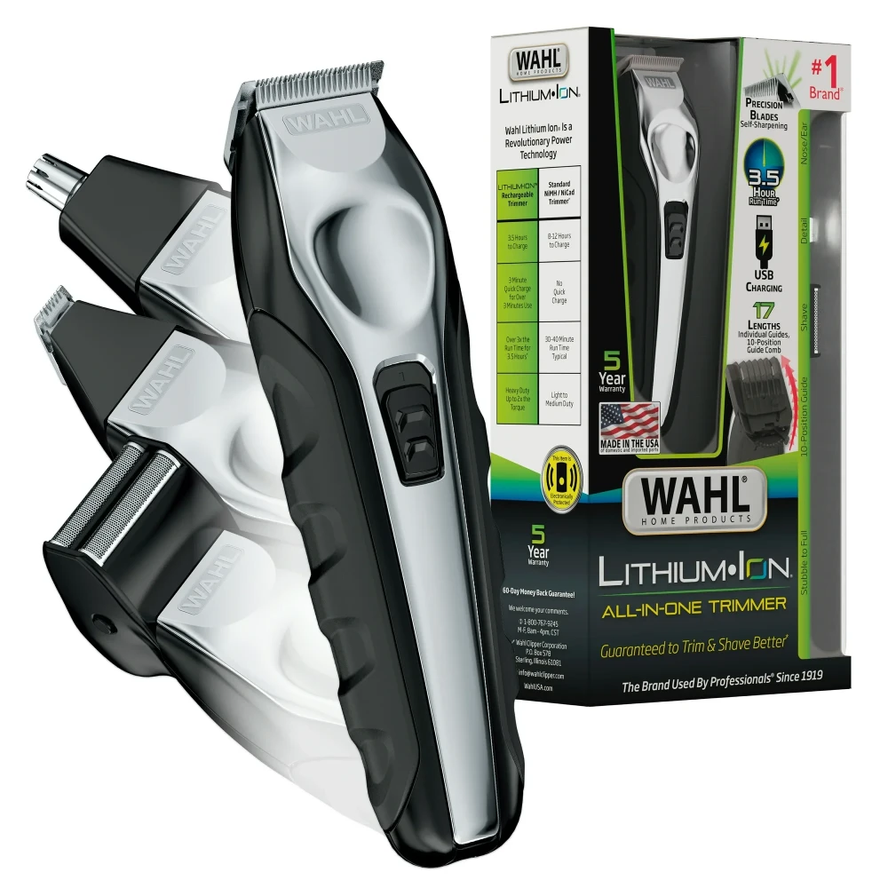 Wahl USA Lithium Ion Total Beard Trimmer for Men with 11 Guide Combs