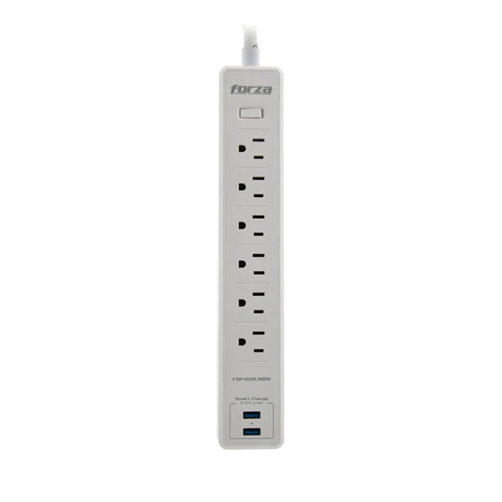Forza Surge protector AC 110/220 V 6 Outlets NEMA 2USB 5ft WH