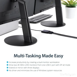 StarTech 2-Port Multi Monitor Adapter, USB-C to 2x HDMI Video Splitter, USB Type-C DP Alt Mode to HDMI MST Hub