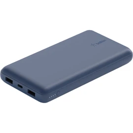 Belkin BoostCharge - Power bank - 20000 mAh - 15 Watt - 3 output connectors (USB, 24 pin USB-C) - on cable: USB-C - blue