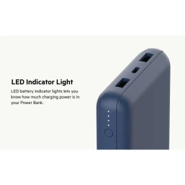 Belkin BoostCharge - Power bank - 20000 mAh - 15 Watt - 3 output connectors (USB, 24 pin USB-C) - on cable: USB-C - blue