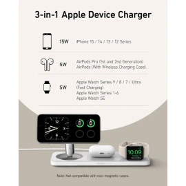 Anker B25M1111-1 MagGo Wireless Charging Station 3-in-1 Pad