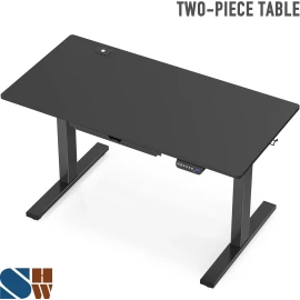 SHW 55 x 28 Inches Electric Height Adjustable Standing Desk with Drawer and Memory Preset, Black