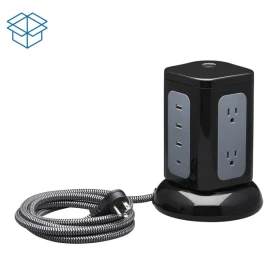 Tripp Lite by Eaton 6-AC Outlet and 4-USB Port, Protect It! Surge Protector Tower, 8-Ft. Braided Cord with Right-Angle Plug