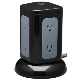 Tripp Lite by Eaton 6-AC Outlet and 4-USB Port, Protect It! Surge Protector Tower, 8-Ft. Braided Cord with Right-Angle Plug
