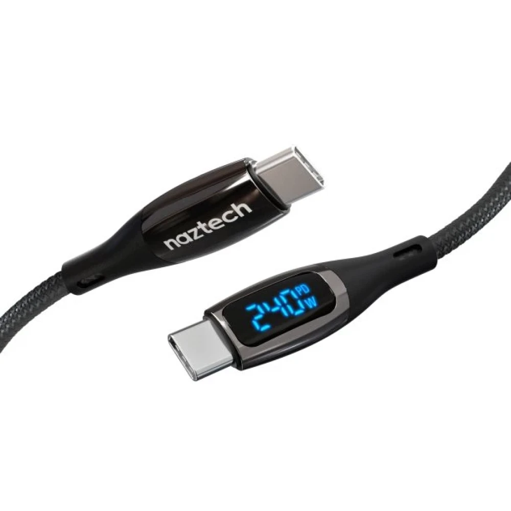 Naztech DigiWATT USB-C to USB-C Digital LED Cable, Black (6 Ft.)