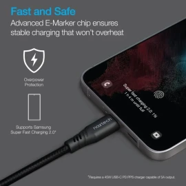 Naztech REcoil 100-Watt 6-Ft. USB-C to USB-C Magnetic Braided Cable (Black)
