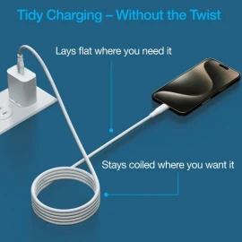 Naztech REcoil 100-Watt 6-Ft. USB-C to USB-C Magnetic Braided Cable (White)
