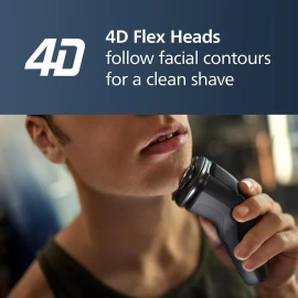 Philips Norelco Shaver 1100 Series, Dry Electric Shaver, 27 Self-Sharpening ComfortCut Blades, 4D Floating Heads, P-Cap, Deep Black