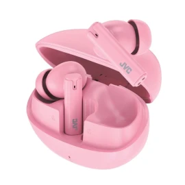 JVC Ultra-Compact Bluetooth Earbuds with Microphone, True Wireless with Charging Case, (Pink)