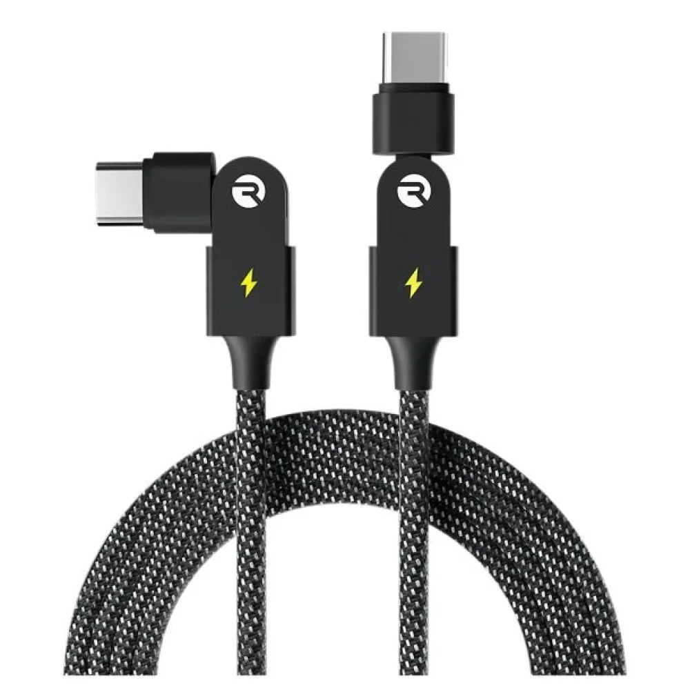 Raycon Magic Spin 100-Watt USB-C to USB-C Charge and Sync Cable, 3.3 Ft. (Black)