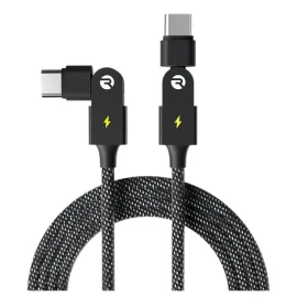 Raycon Magic Spin 100-Watt USB-C to USB-C Charge and Sync Cable, 3.3 Ft. (Black)