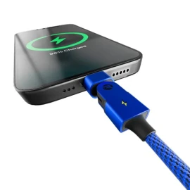 Raycon Magic Spin 100-Watt USB-C to USB-C Charge and Sync Cable, 3.3 Ft. (Blue)