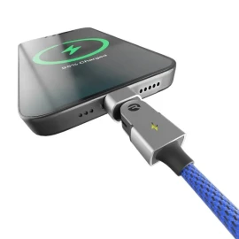 Raycon Magic Spin Pro 100-Watt Lightning to USB-C Charge and Sync Cable, 6.6 Ft. (Blue)