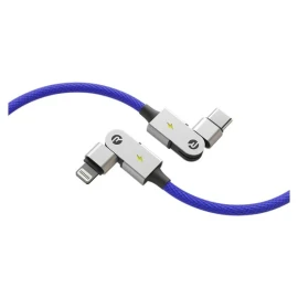 Raycon Magic Spin Pro 100-Watt Lightning to USB-C Charge and Sync Cable, 6.6 Ft. (Blue)