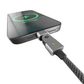 Raycon Magic Spin Pro 100-Watt Lightning to USB-C Charge and Sync Cable, 6.6 Ft. (Black)