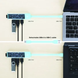 Manhattan Transparent 4-Port USB 3.0 USB-C/USB-A Combo Hub (Teal)