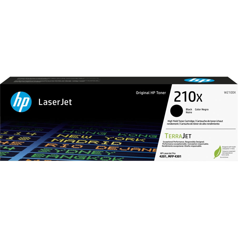 HP 210X Black High-Yield Toner Cartridge | Works Color Laserjet Pro 4201, Color Laserjet Pro MFP 4301 Series | W2100X