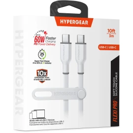 HyperGear® Flexi Pro USB-C® to USB-C® Soft-Touch Silicone Fast Charge and Sync Cable (10 Ft.; White)