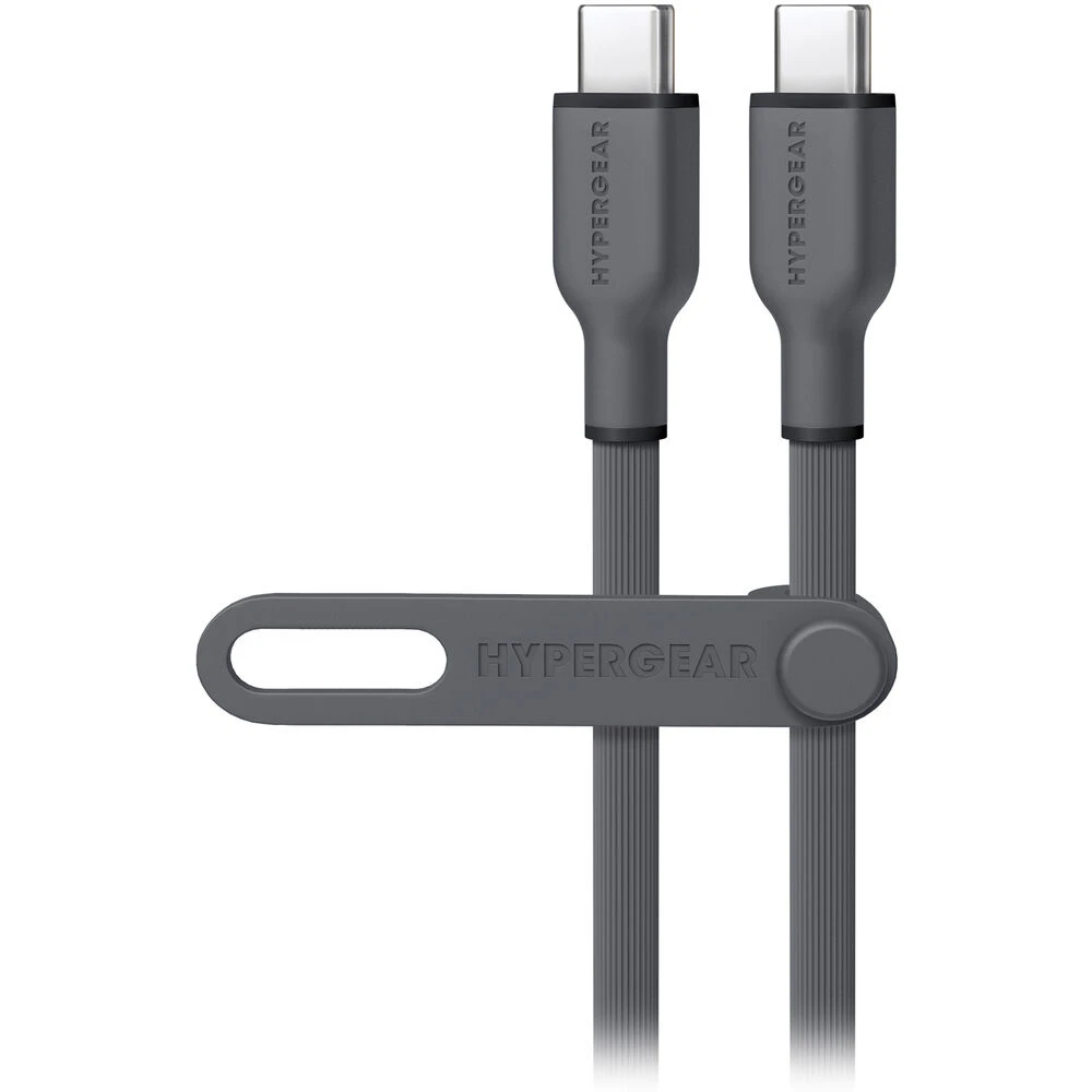 HyperGear® Flexi Pro USB-C® to USB-C® Soft-Touch Silicone Fast Charge and Sync Cable (10 Ft.; Gray)
